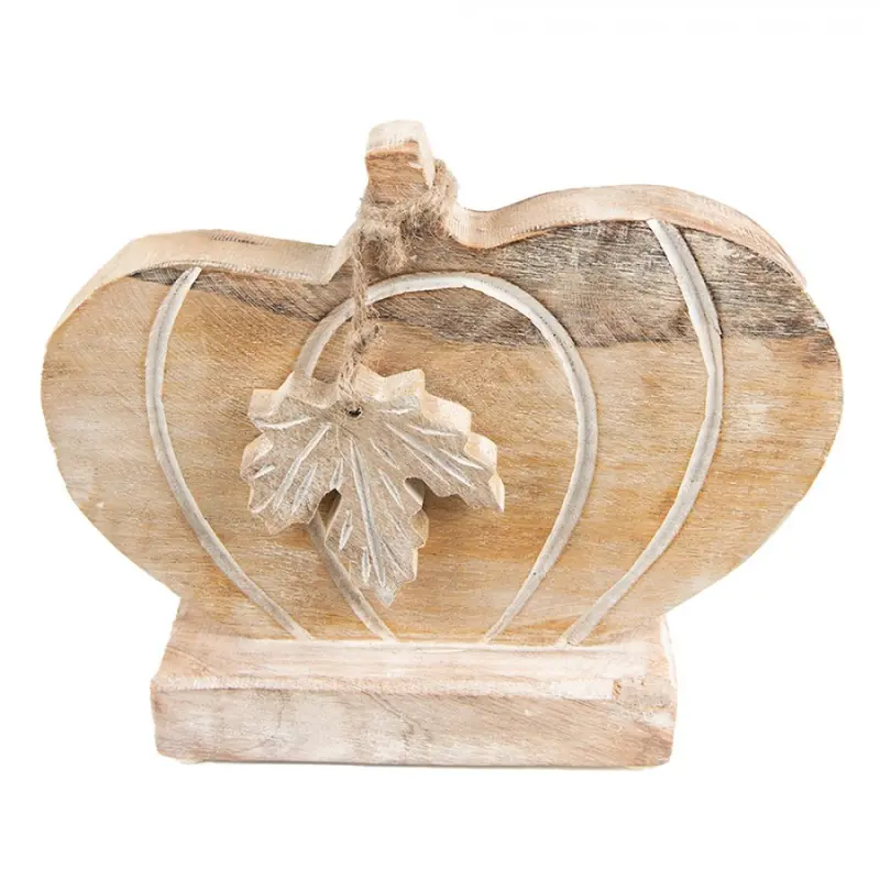 Hnědá dřevěná dekorace Dýně na podstavci – 29x6x22 cm