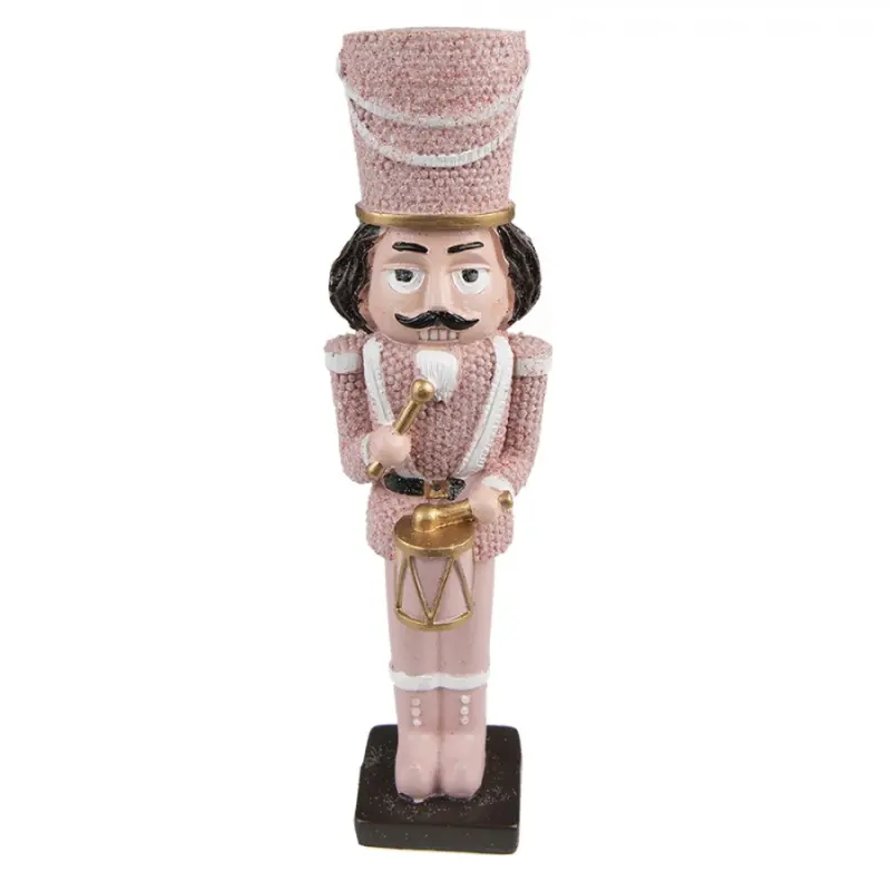 Vánoční dekorace socha Louskáček v růžovém obleku – 5x4x16 cm