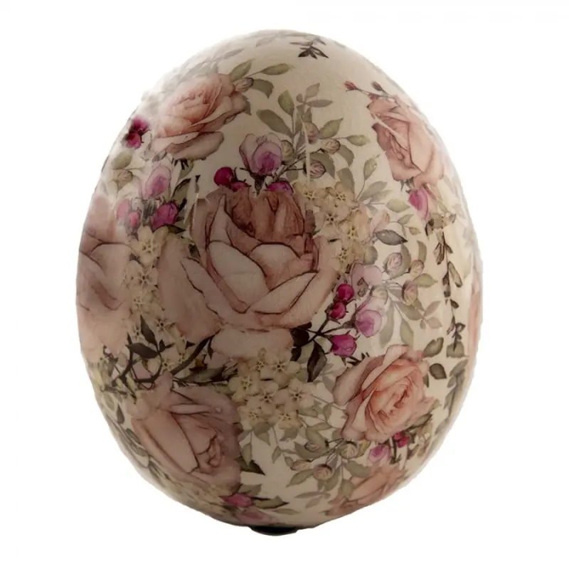 Keramické dekorační vajíčko s růžičkami Rosien - Ø11*14 cm Clayre & Eef