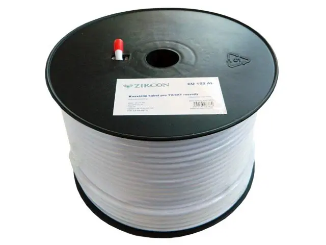Kabel - klubo 100m KOAX Zircon CU 125 AL 6.8mm koaxiální kabel 75 Ohm bílý