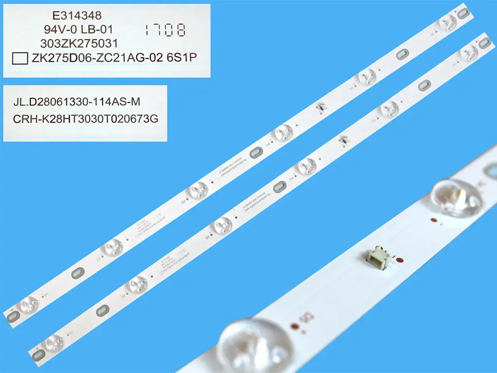LED podsvit 492mm sada Sencor celkem 2 kusy / LED Backlight 492mm - 6DLED, ZK275D06-ZC21AG-02 / CRH-K28HT3030T020673G-Rev1.1