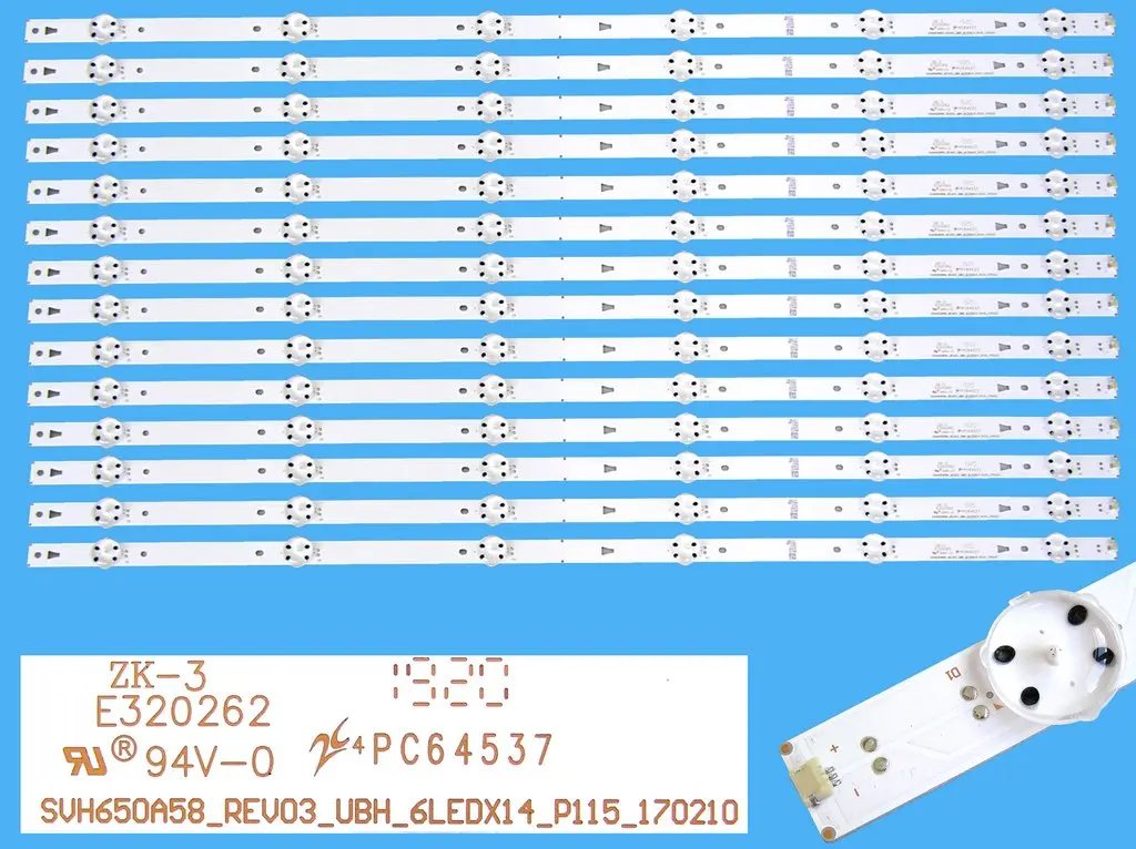 LED podsvit 658mm sada Hisense SVH650A58 celkem 14 kusů / LED Backlight SVH650A58_Rev003_UBH_6LEDX14_P115 / 1177393 / F320262