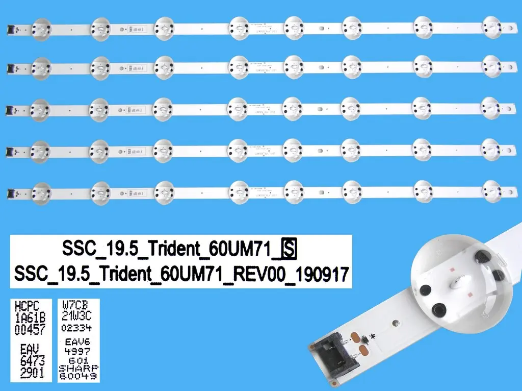 LED podsvit 670mm sada LG AGF30150701 celkem 5 kusů / DLED Backlight 8 D-LED, SSC_19.5_Trident_60UM71 / EAV64997601 Sharp 60049