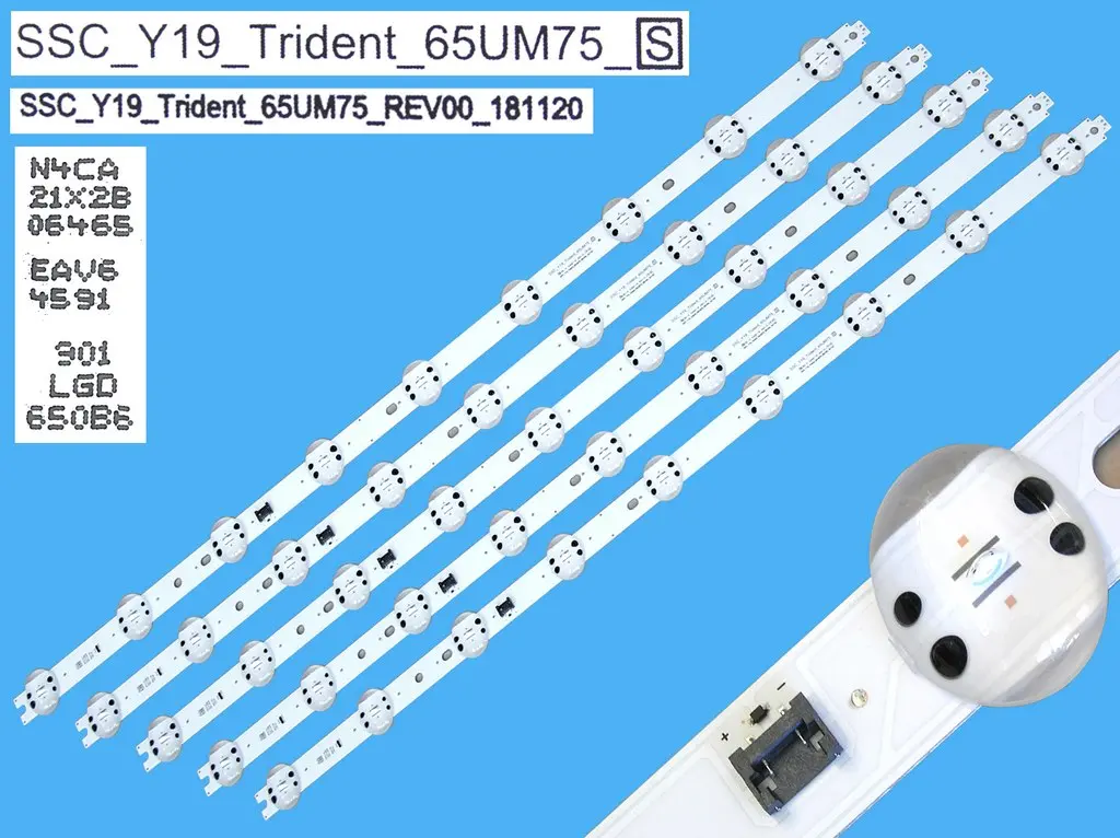 LED podsvit 725mm sada LG AGM76931001 celkem 5 kusů / DLED Backlight 9 D-LED, SSC_Y19_Trident_65UM75 / LGD650B6