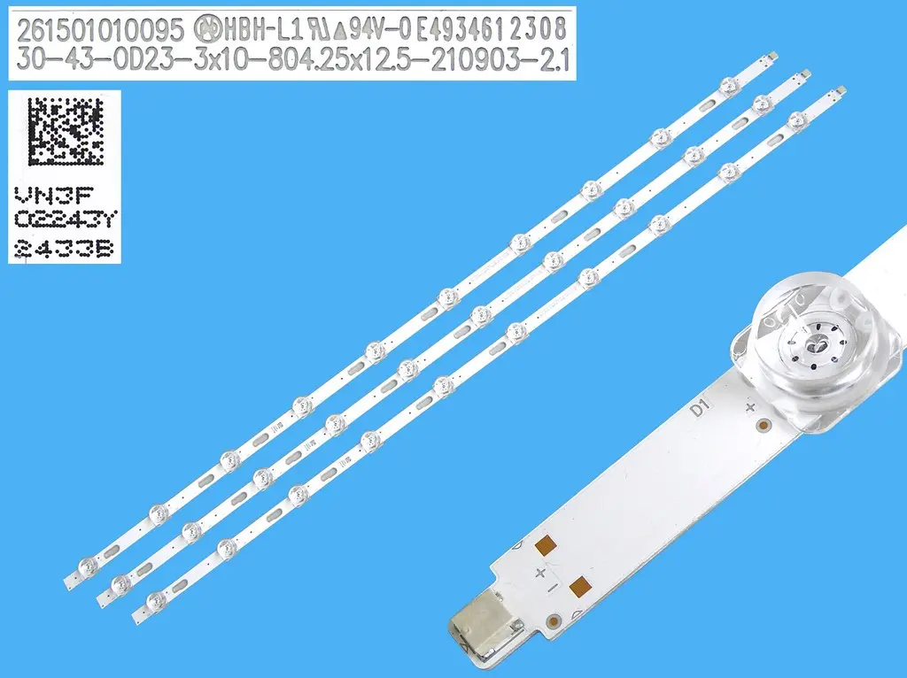 LED podsvit 804mm sada Samsung 43CU7172 celkem 3 kusy / LED Backlight 30-43-0D23-3x10-804.25x12.5-210903-2.1 / 261501010095