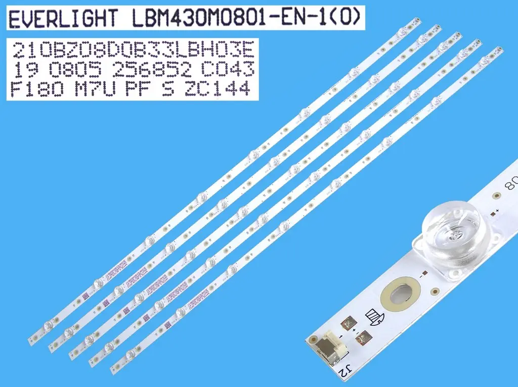 LED podsvit 830mm sada Philips celkem 5 kusů / LED Backlight 8 D-LED, LBM430M0801-EN-1(0) / 210BZ08D0B33LBH03E / 705TLB43B33LBH02EA, 996592001074, náhrada
