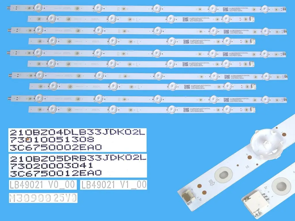 LED podsvit 993mm sada Philips celkem 10 pásků / LED Backlight LB49021V0-00 + LB49021V1-00 / 210BZ04DLB33JDK02L + 210BZ05DRB33JDK02L / M3090025V0