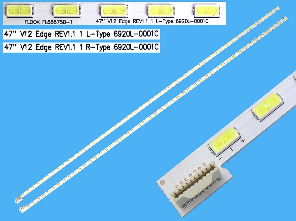 LED podsvit EDGE 594mm sada LG celkem 2 kusy / LED Backlight edge 48 + 48 LED 47" V12 EDGE REV1.1