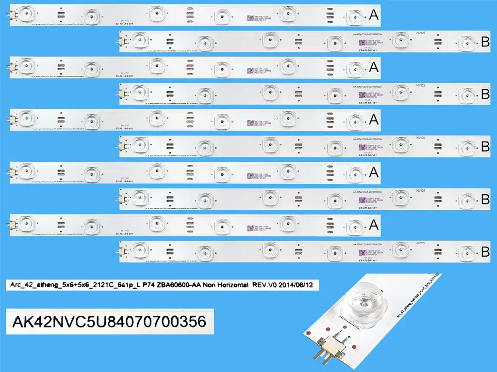 LED podsvit Grundig sada celkem 10 pásků / D-LED Backlight 42_athena_5x6+5x6_2121C_6S1P P74 ZBA60600-AA Non Horizantal REV.V0 2014/06