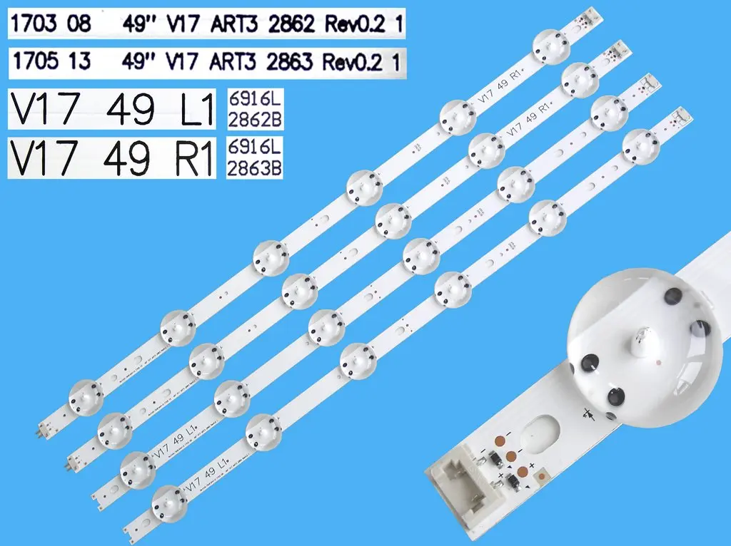 LED podsvit sada LG 49" V17 celkem 4 pásky / DLED TOTAL ARRAY 49" 6916L-2862A + 6916L-2863A / 6916L-2862B + 6916L-2863B