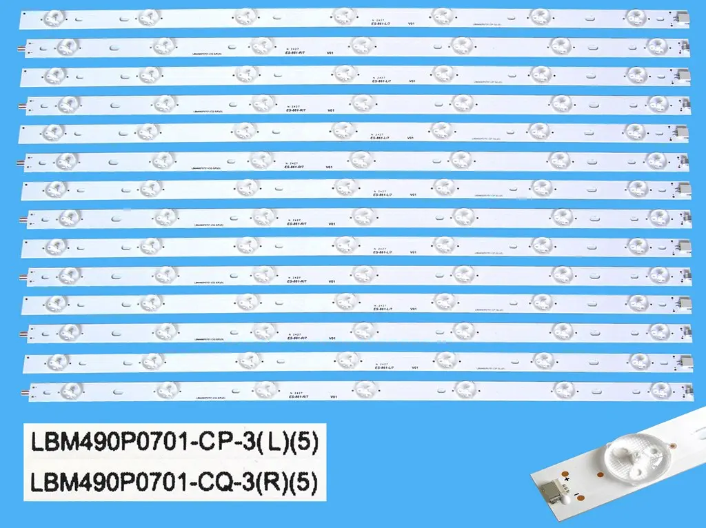 LED podsvit sada Philips 49" celkem 14 pásků / LED Backlight LBM490P0701-CP-3L + LBM490P0701-CQ-3R náhradní výrobce / GJ-2K18-AFJ2-490-D714-V1-L + GJ-2K18-AFJ2-490-D714-V1-R