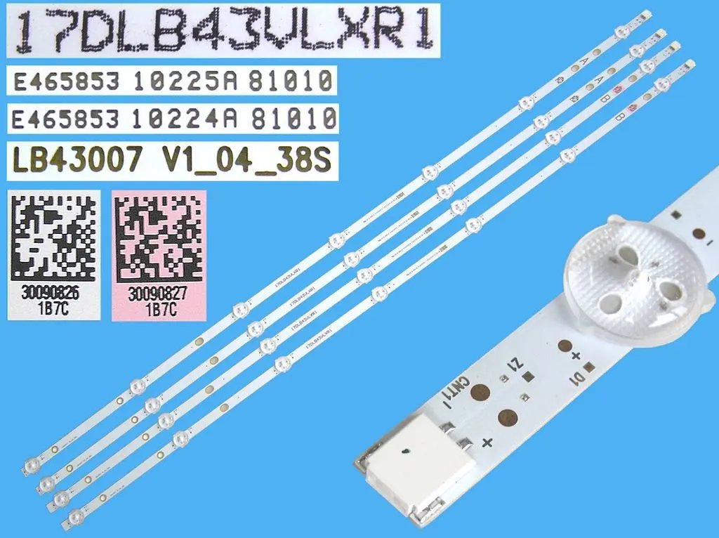 LED podsvit sada Vestel 17DLB43VLXR1 celkem 4 pásky 805mm / D-LED BAR.43DL VNB 23349477 / 30090826 + 30090827