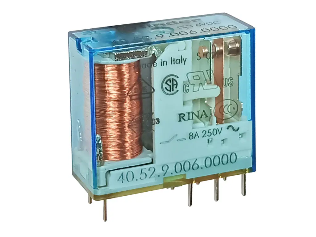 Relé 6V DC 2 x 250V AC / 8A, 30V DC / 8A 40.52.9.006.0000 FINDER