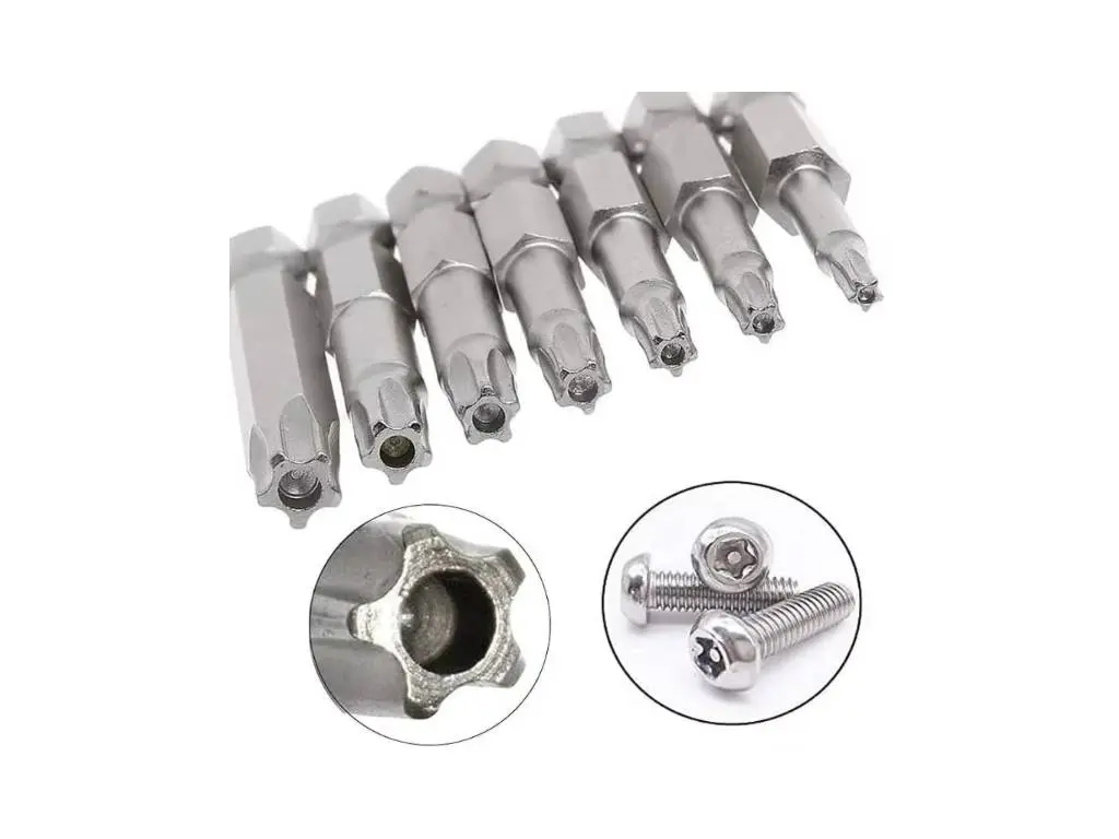 Sada bezpečnostních bitových nástavců Torx-5 S2, T10, T15, T20, T25, T27, T30, T40