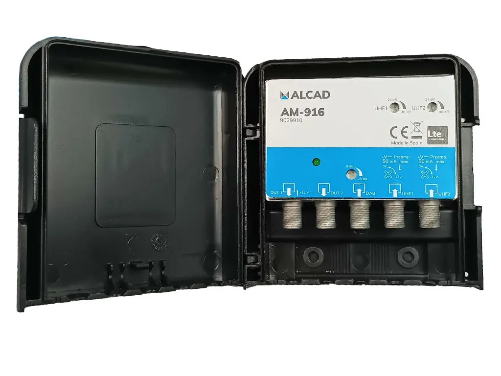 anténní zesilovač ALCAD AM-916 3x vstup UHF1 + UHF2 + DAB, LTE700