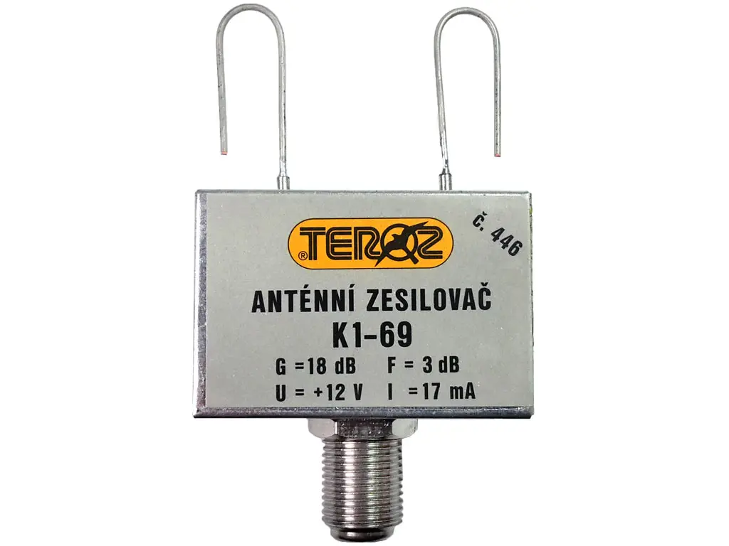 anténní zesilovač DVB-T / DVB-T2 16dB TEROZ č.446 F symetrizační člen