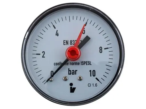Tlakoměr 0- 10bar, DN63 - 1/4", zadní vývod