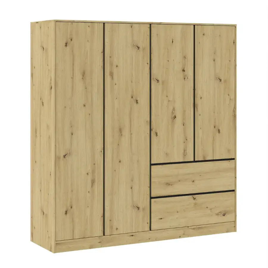 Casarredo Šatní skříň 4D2S BURELA dub artisan/antracit