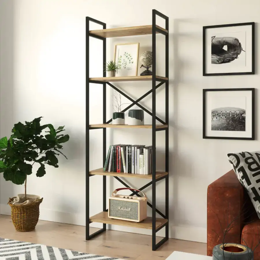 Casarredo DENTON regál, barva borovice + černý kov