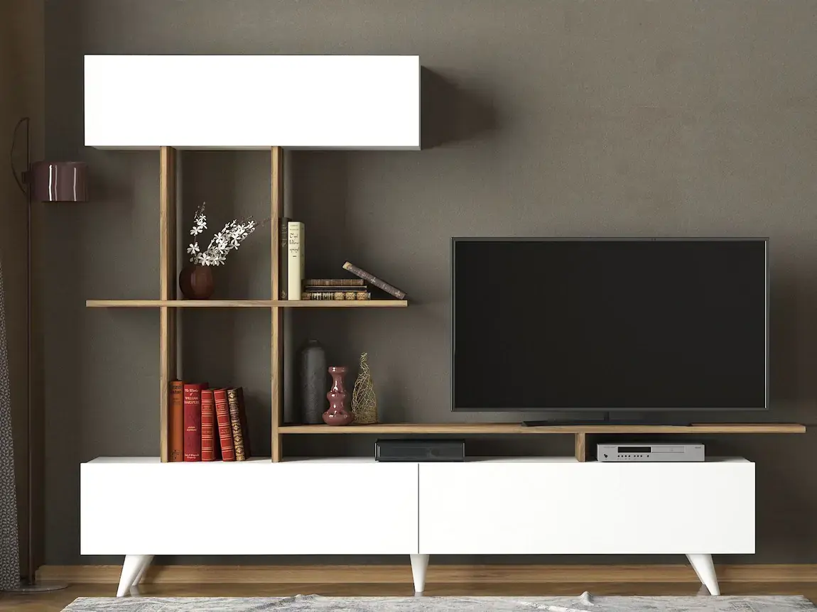 Casarredo Televizní stolek GERBA - bílá/ořech