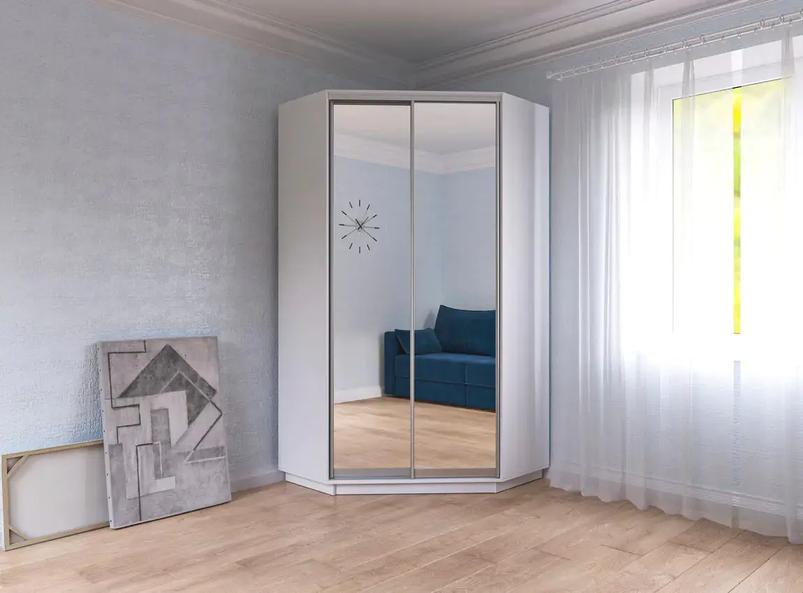Casarredo Šatní skříň rohová CORA 110/220 - bílá/zrcadlo
