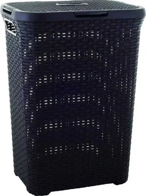CURVER - Koš na špinavé prádlo imitace ratanu 60L 45x34x62cm, tmavohnědý