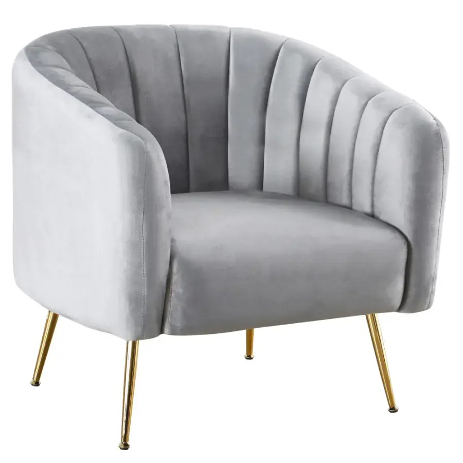 Tempo Kondela Designové křeslo BAGY - šedá/gold chrom-zlatý