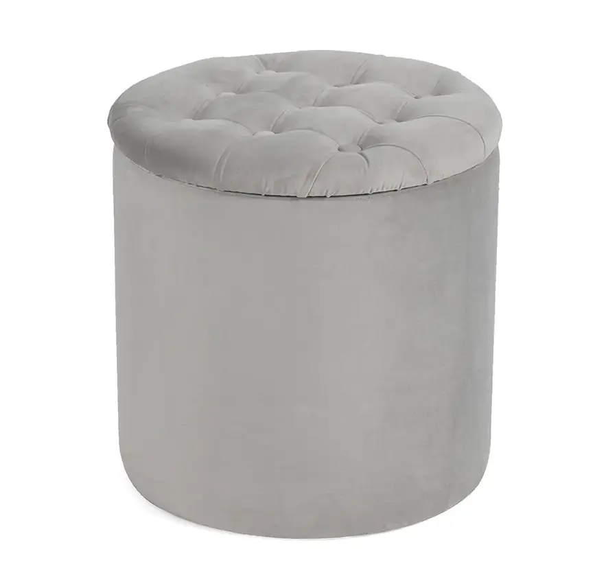 Taburet s úložným prostorem SOFT Button, šedá