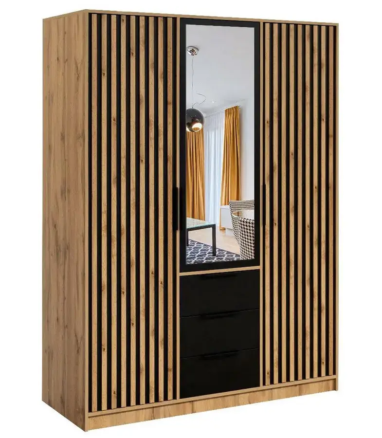 Casarredo Šatní skříň BASILIO LUX 147 - dub wotan/černá