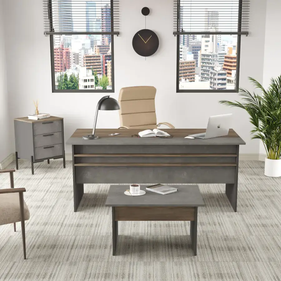 Casarredo Kancelářská sestava NEMBRO - ořech/beton/antracit