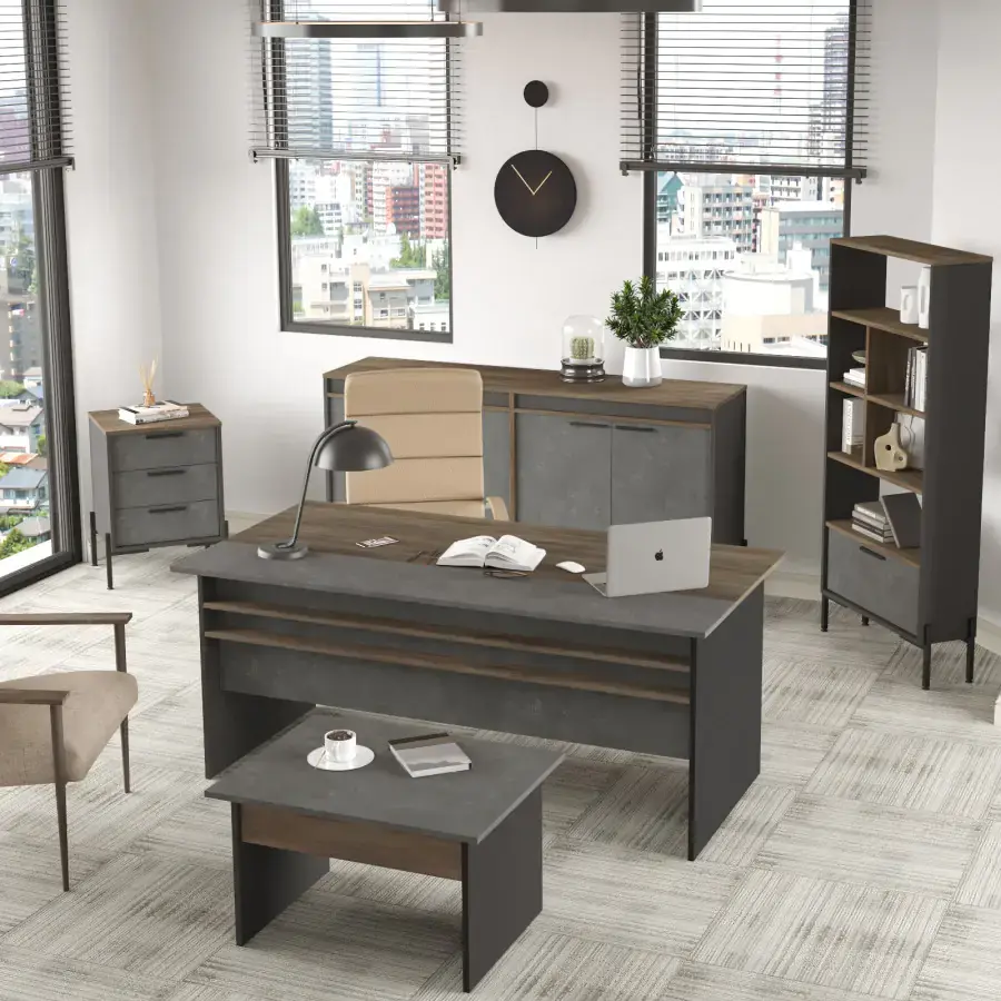 Casarredo Kancelářská sestava ORISTANO - ořech/beton/antracit