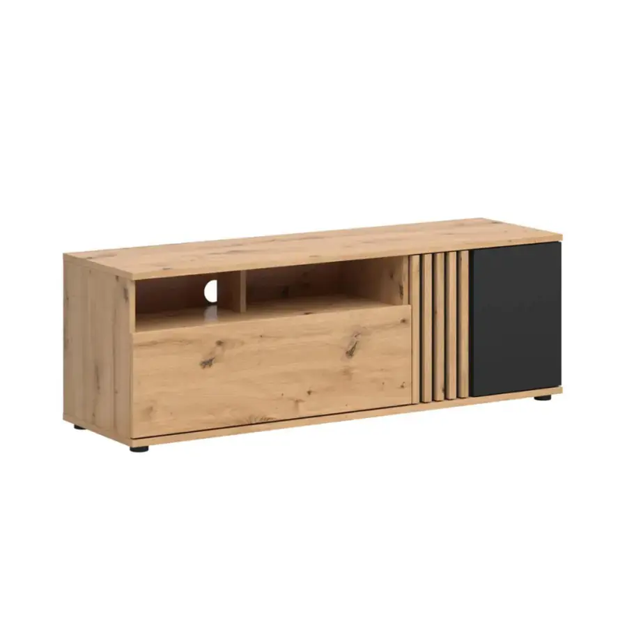 BRW Televizní stolek VABRES RTV1D1S - dub artisan/černá
