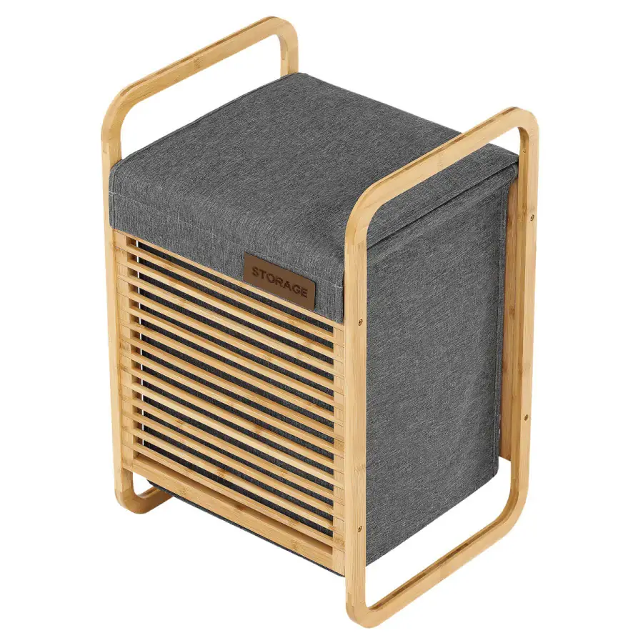 Autronic Prádelní koš DT3023 GREY - bambus/šedá