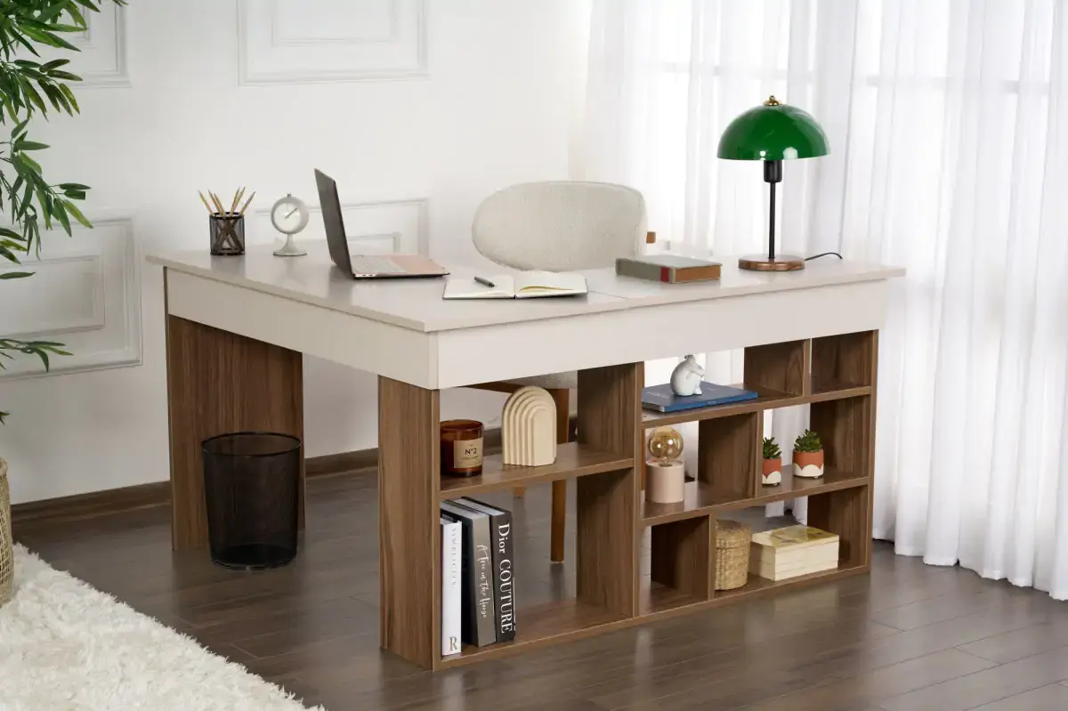 Casarredo Rohový psací stůl VESPER - kašmír/ořech