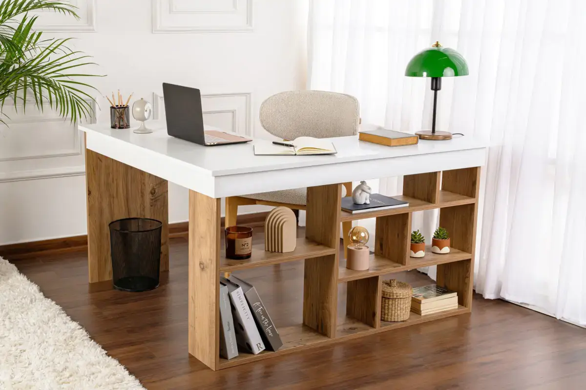 Casarredo Rohový psací stůl VESPER - bílá/borovice