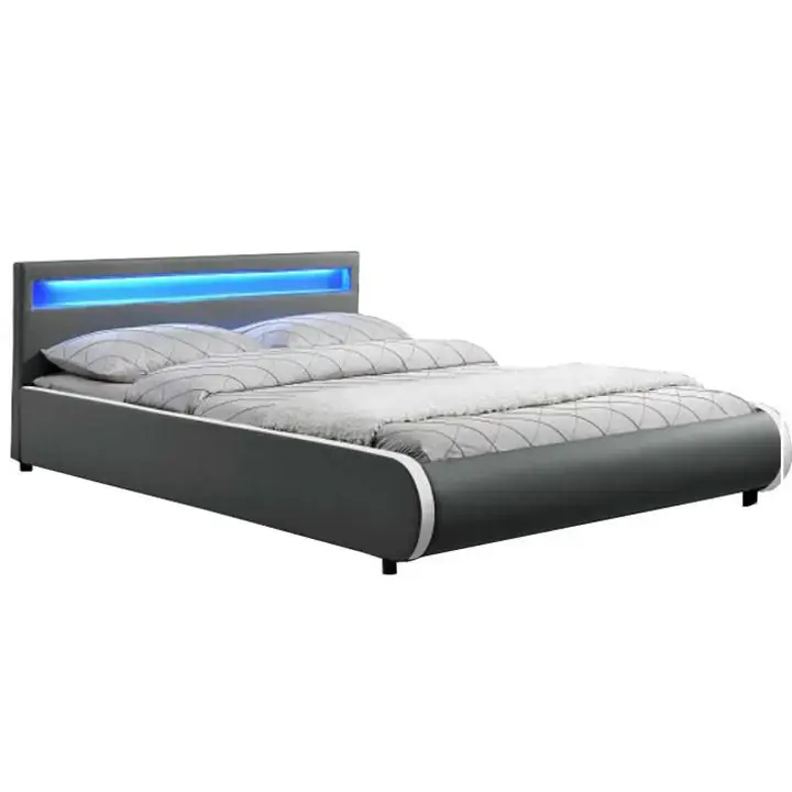 Tempo Kondela Postel DULCEA s RGB LED osvětlením 180x200 - šedá