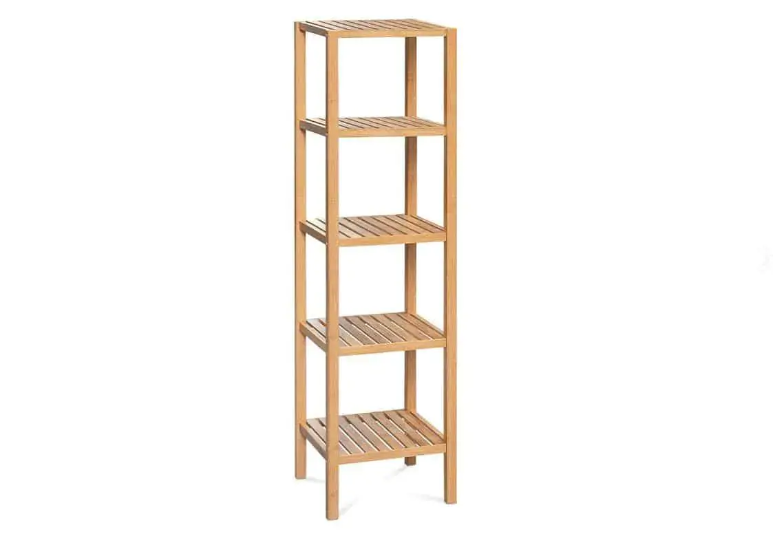 Regál, 5 polic, masiv bambus, přírodní odstín, nosnost 15 kg Autronic