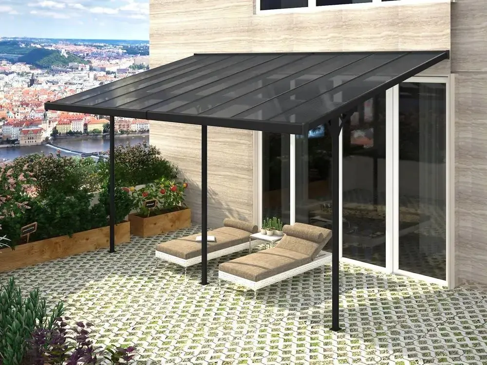 Pergola 557 x 305 cm (černá+šedý polykarbonát)
