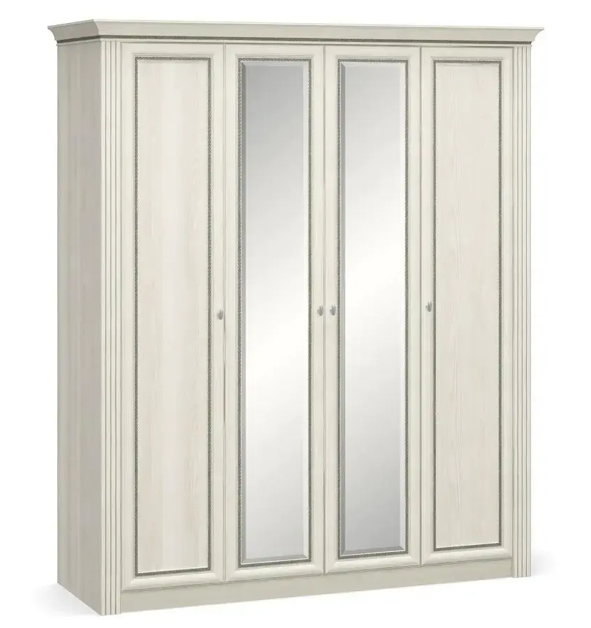 Casarredo Šatní skříň 4D BRISTOL NEW II jasan sněhový/zrcadlo
