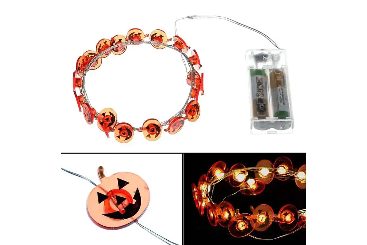 Světelný LED řetěz Halloween, 2 m, teplá bílá, na baterie