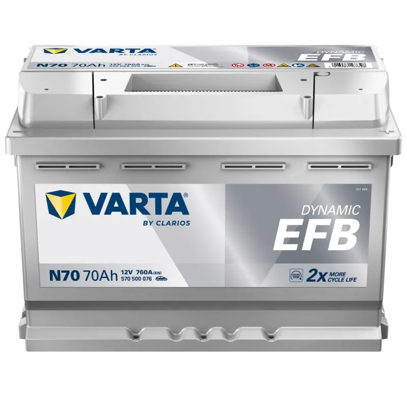 Autobaterie Varta Dynamic EFB 70Ah, 12V, 760A, N70