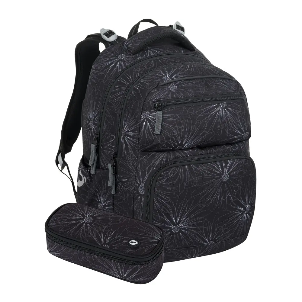 Bagmaster ZIPSTER 25 A školní set – černý s bílými květy