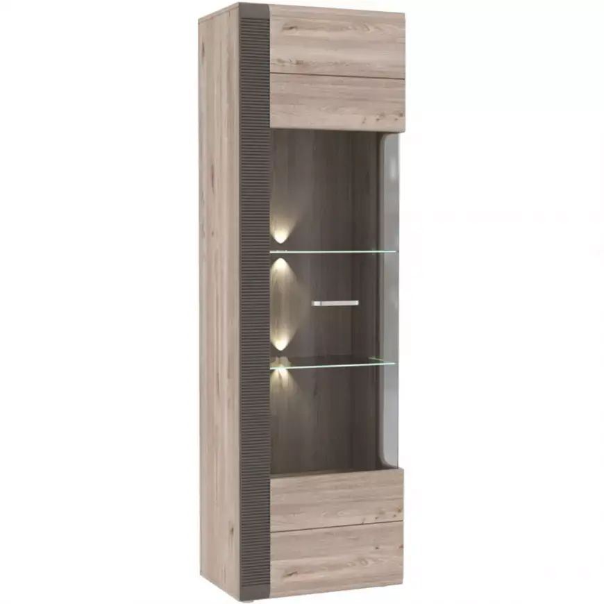 Vitrína 1D Locarno 60cm Dub Nealson/Šedá