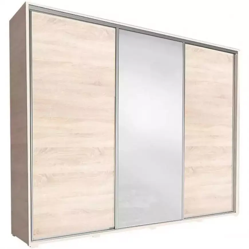 Šatní skříň Se Zrcadlem Silver 255cm Dub Sonoma