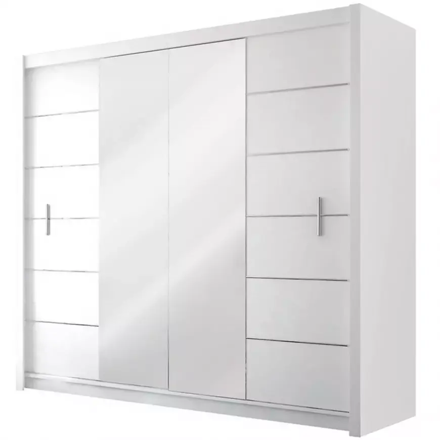 Šatní skříň Lizbona-2 203cm Bílá/Zrcadlo