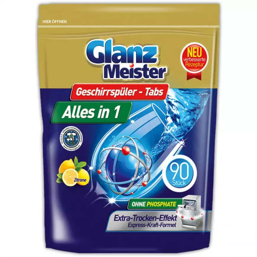 Glanz Meister tablety do myčky 90ks - Lemon