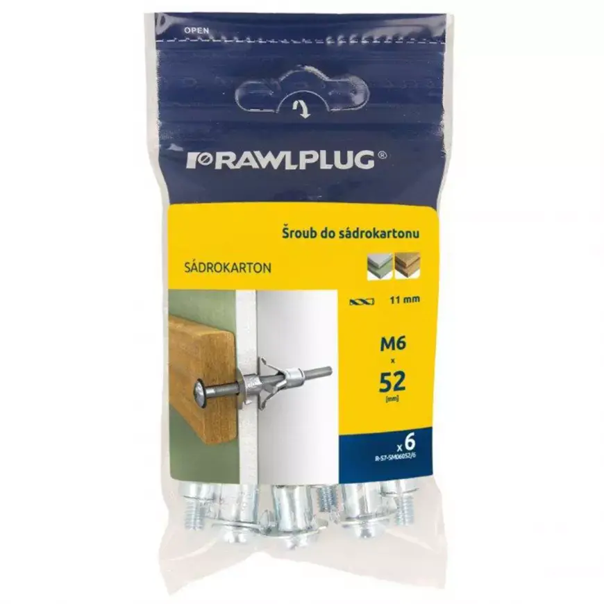 Kotva do sádrokartonu SM 12 se šroubem M6x52 mm (6 ks)