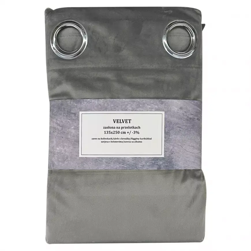 Závěs s kroužky Velvet 50 135x250 šedý