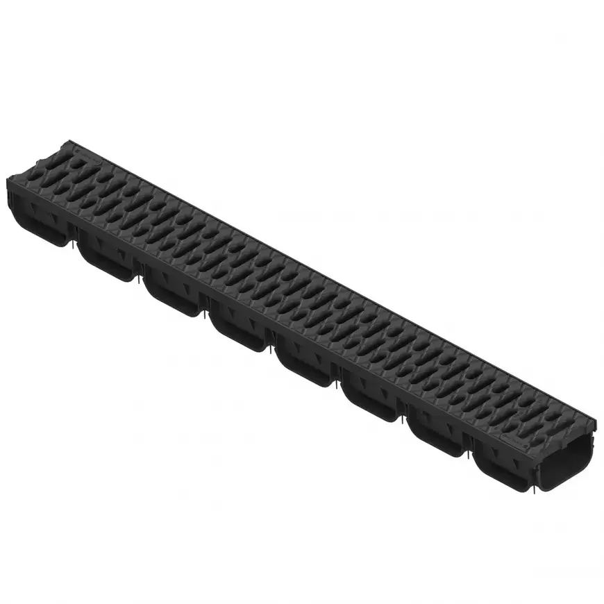 Odvodňovací žlab plastový Easy2, polypropylenová mříž 7x12,5x100 cm