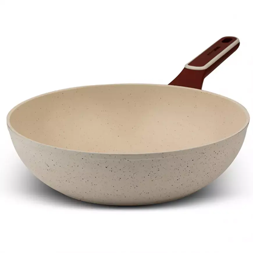 pánev d28cm WOK, TERRESTRIAL, nepřil.povrch-béž.granit, indukce
